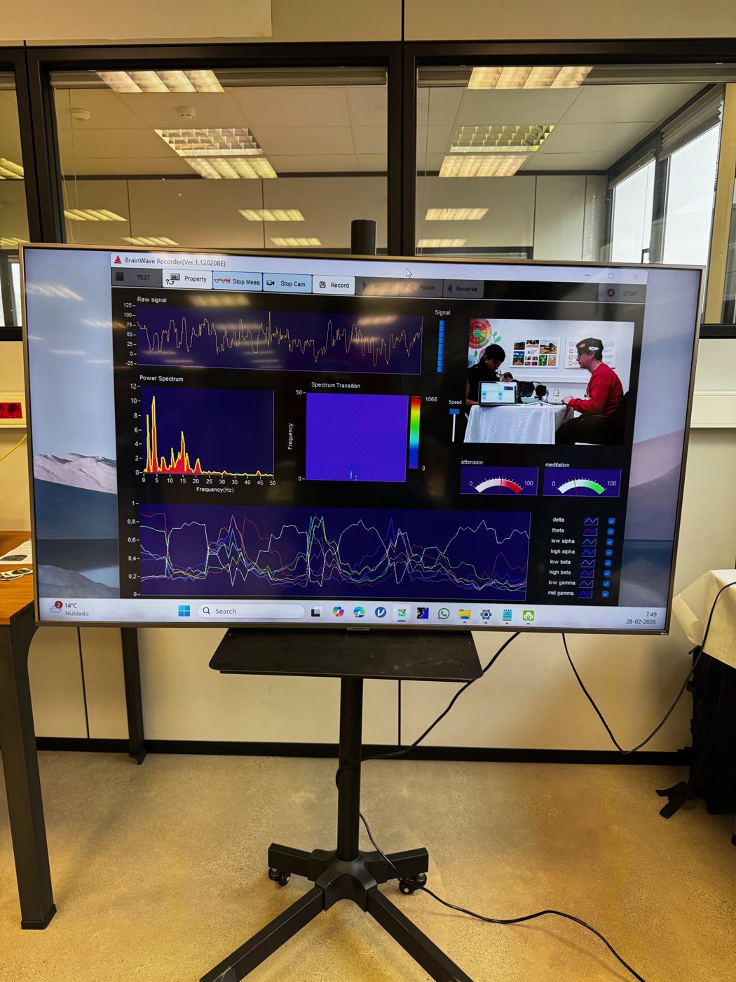 Registro de datos sensoriales en pantalla